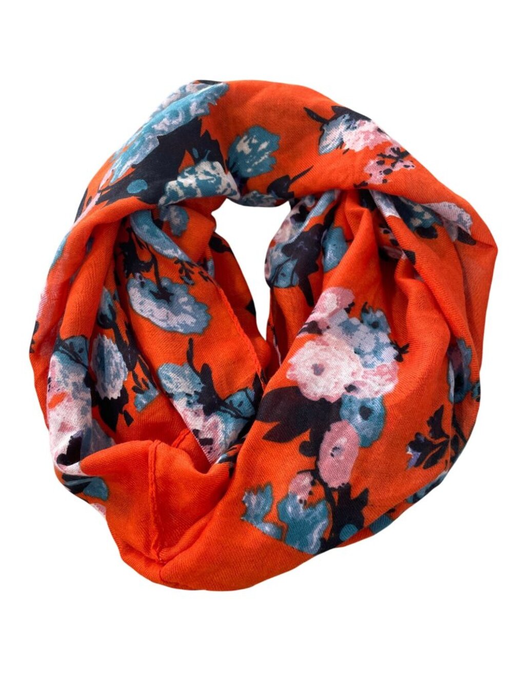 Octavia Infinity Scarf One Size Garland Floral Print Orange Multi Bohemian NEW